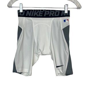 Nike Pro Boys Hyperstrong Authentic MLB Compression Shorts White Size Medium